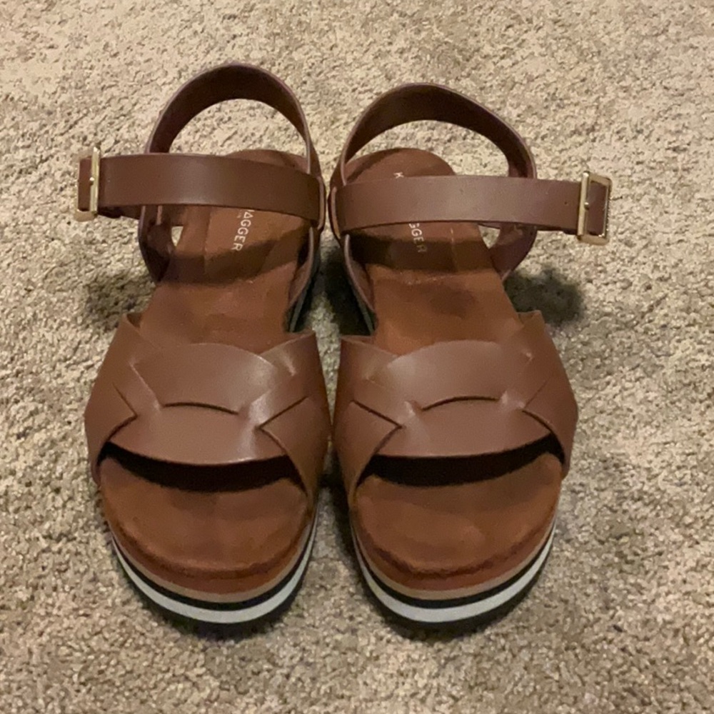 Anthropologie Kelsi Dagger Brooklyn Breeze Leather Platform Sandals size 7 - Picture 2 of 8